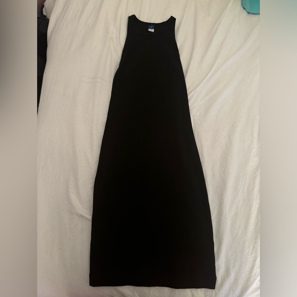 Old Navy High Neck Black Ribbed Midi Dress